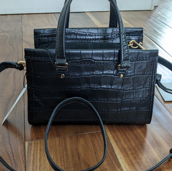 Marc Jacobs Croc Embossed Leather Mini Cruiser Satchel / Crossbody